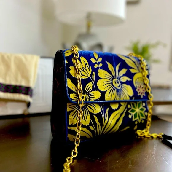 TORY BURCH FLEMING COSMIC FLORAL LG SHOULDER BAG